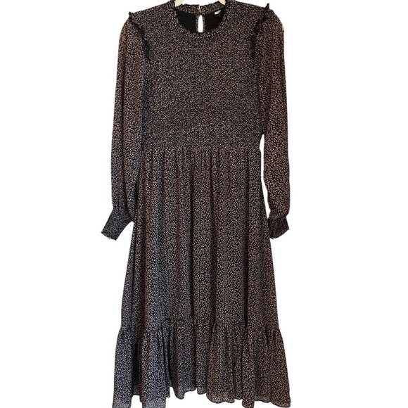 Hatch Maternity Size 1 (S)‎ Lana Prairie Smocked Floral Midi Dress Black Brown - Picture 1 of 9